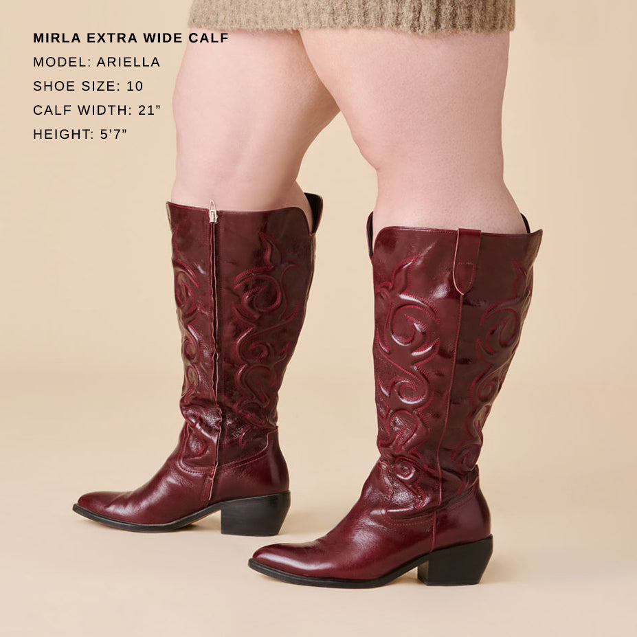 Mirla Oxblood Leather Extra Wide Calf Boots
