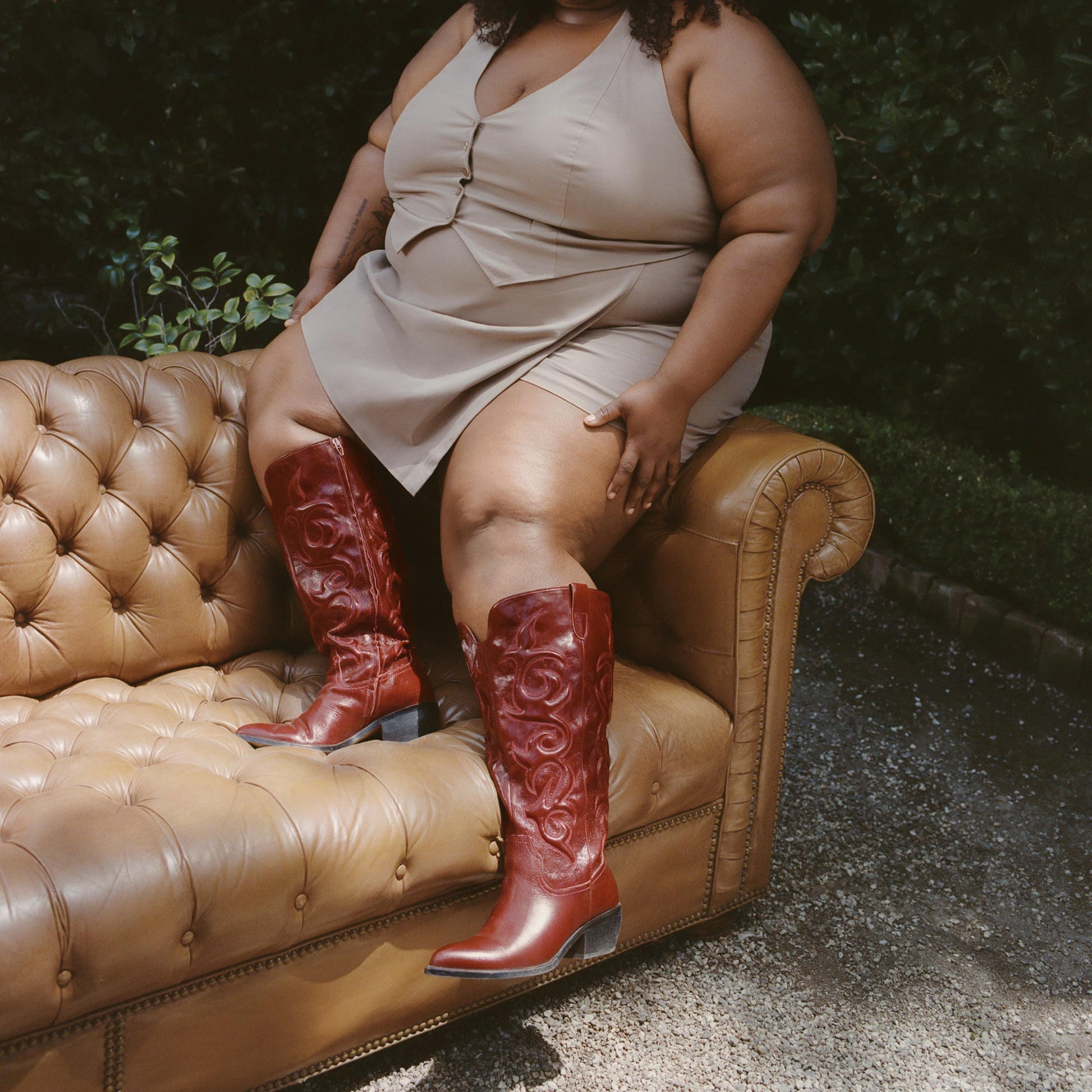 Mirla Oxblood Leather Extra Wide Calf Boots
