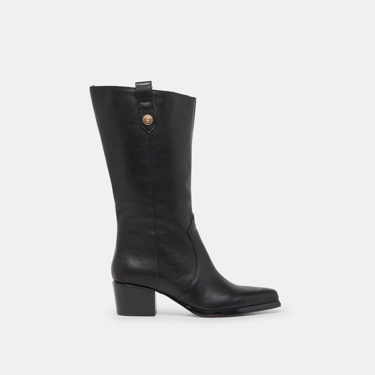 Vern Black Leather Wide Calf Boots