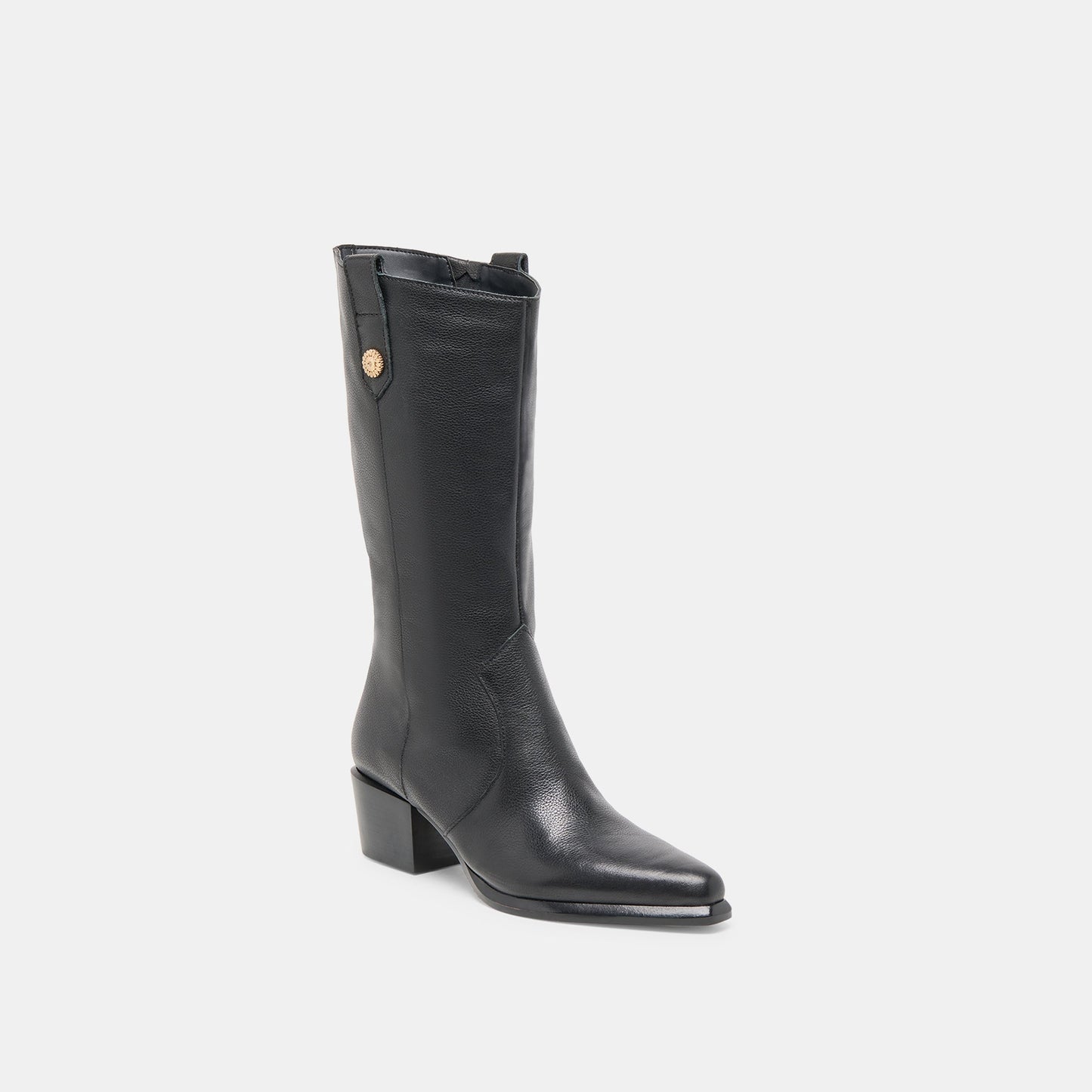 Vern Black Leather Wide Calf Boots