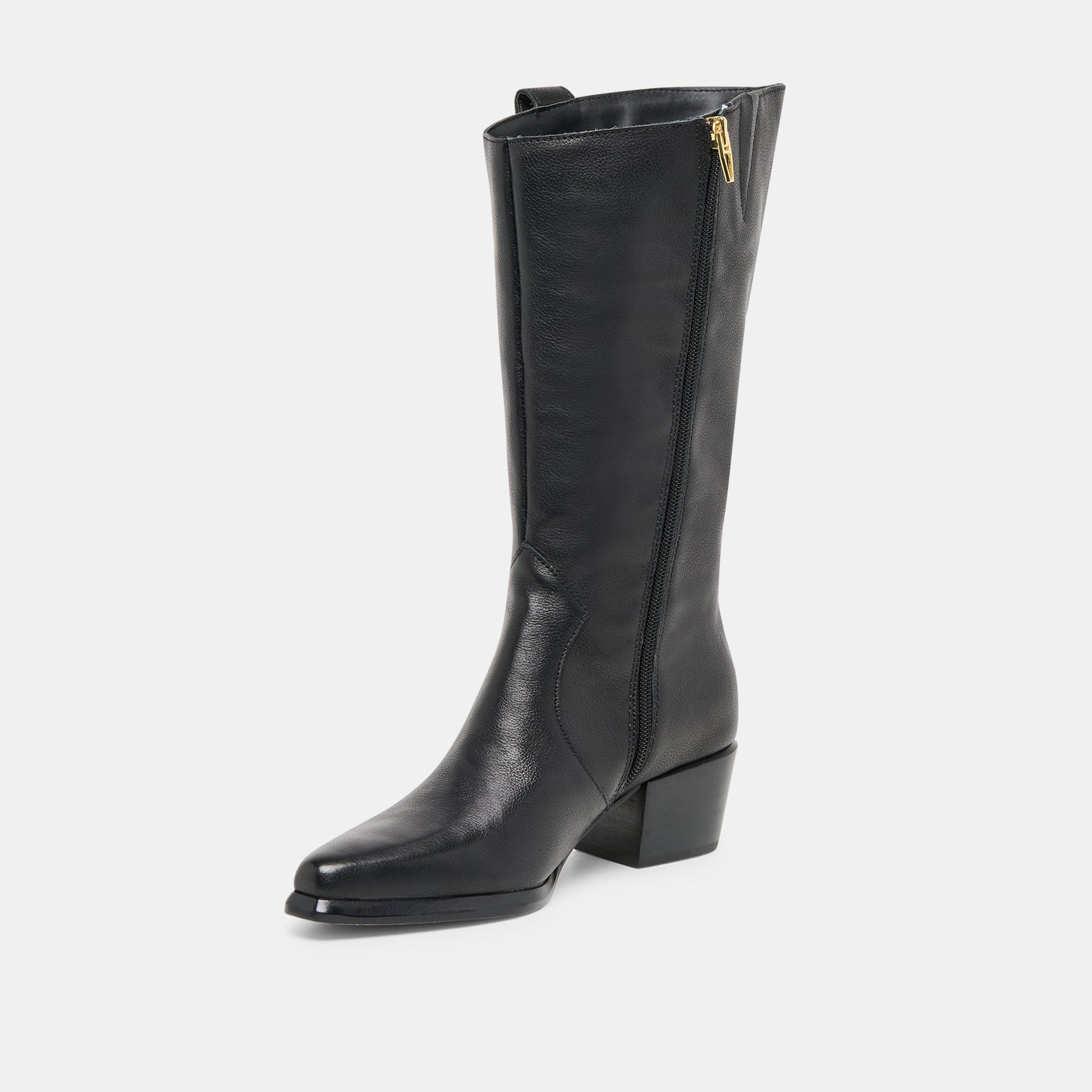 Vern Black Leather Wide Calf Boots