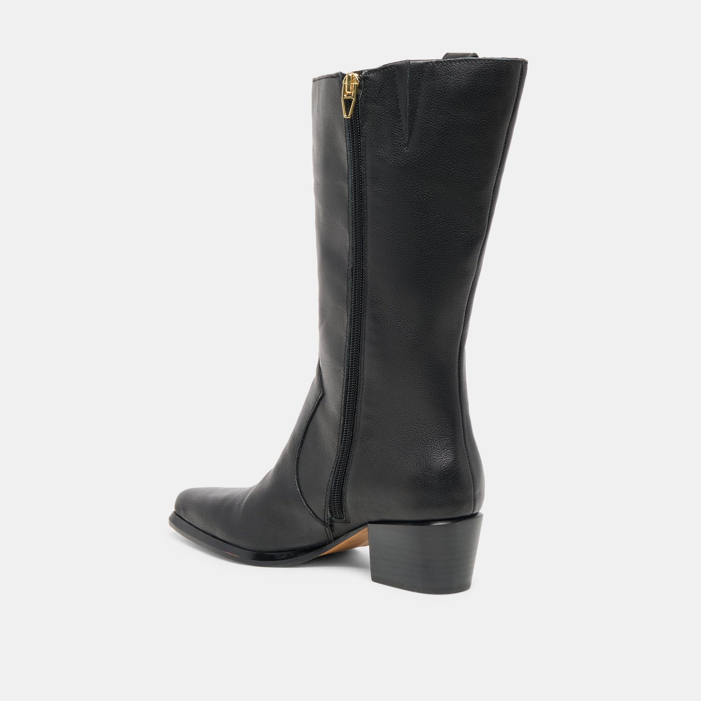 Vern Black Leather Wide Calf Boots
