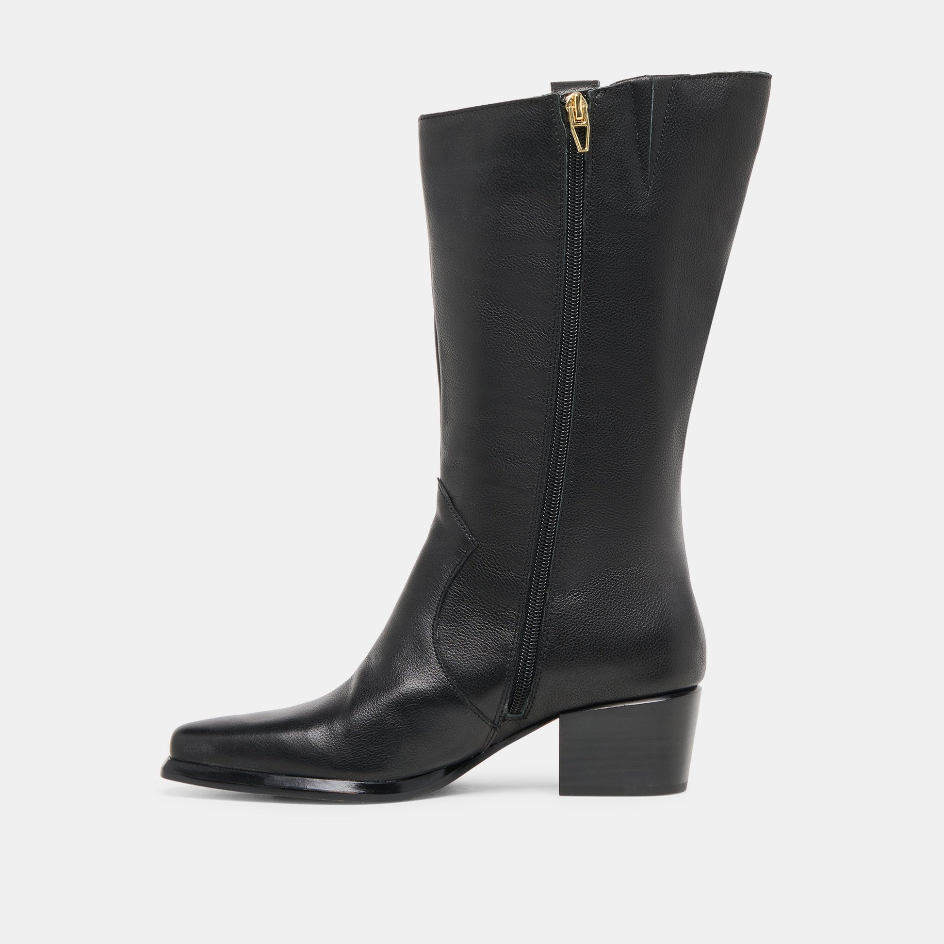 Vern Black Leather Wide Calf Boots
