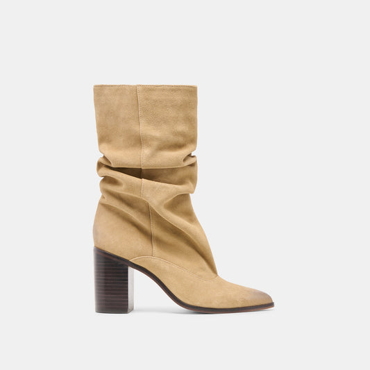 Talina Dk Taupe Suede Wide Calf Boots
