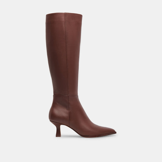 Auggie Chocolate Leather Narrow Calf Boots