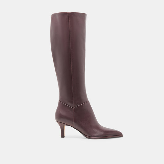 Aldy Mulberry Leather Wide Calf Boots