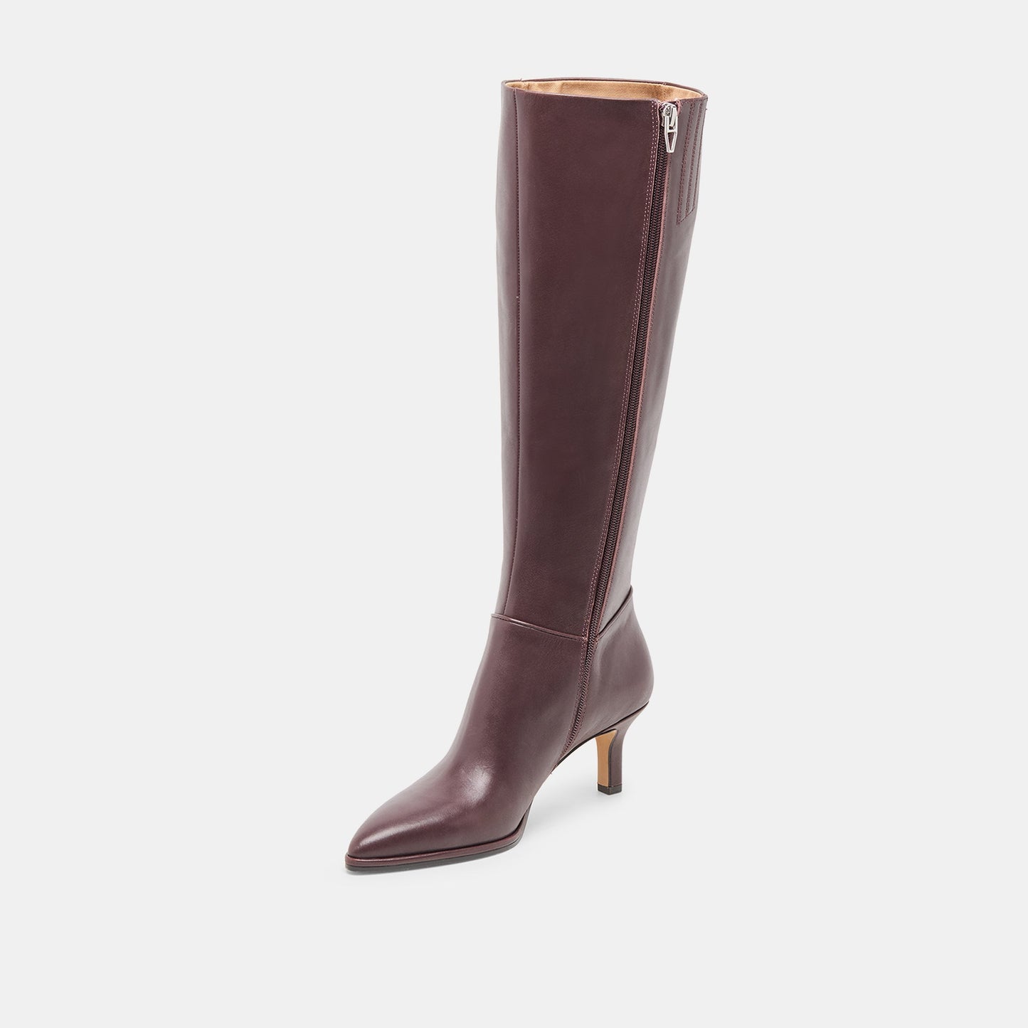 Aldy Mulberry Leather Wide Calf Boots