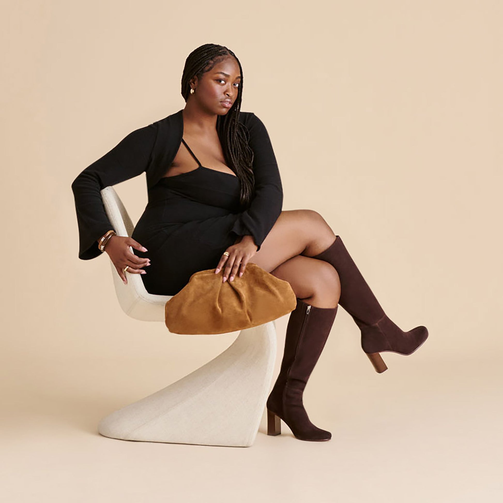 Hudsin Wide Calf Mahogany Suede Boots