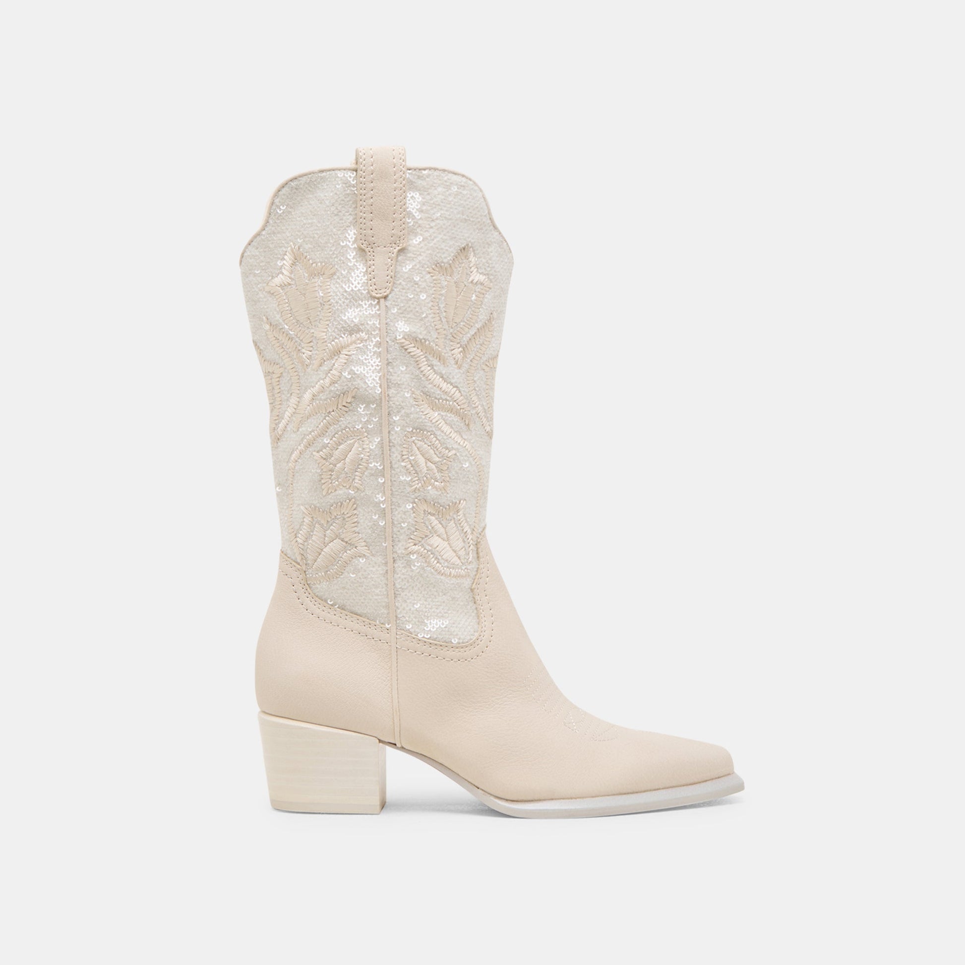 Vorah Pearl Creme Sequin Boots