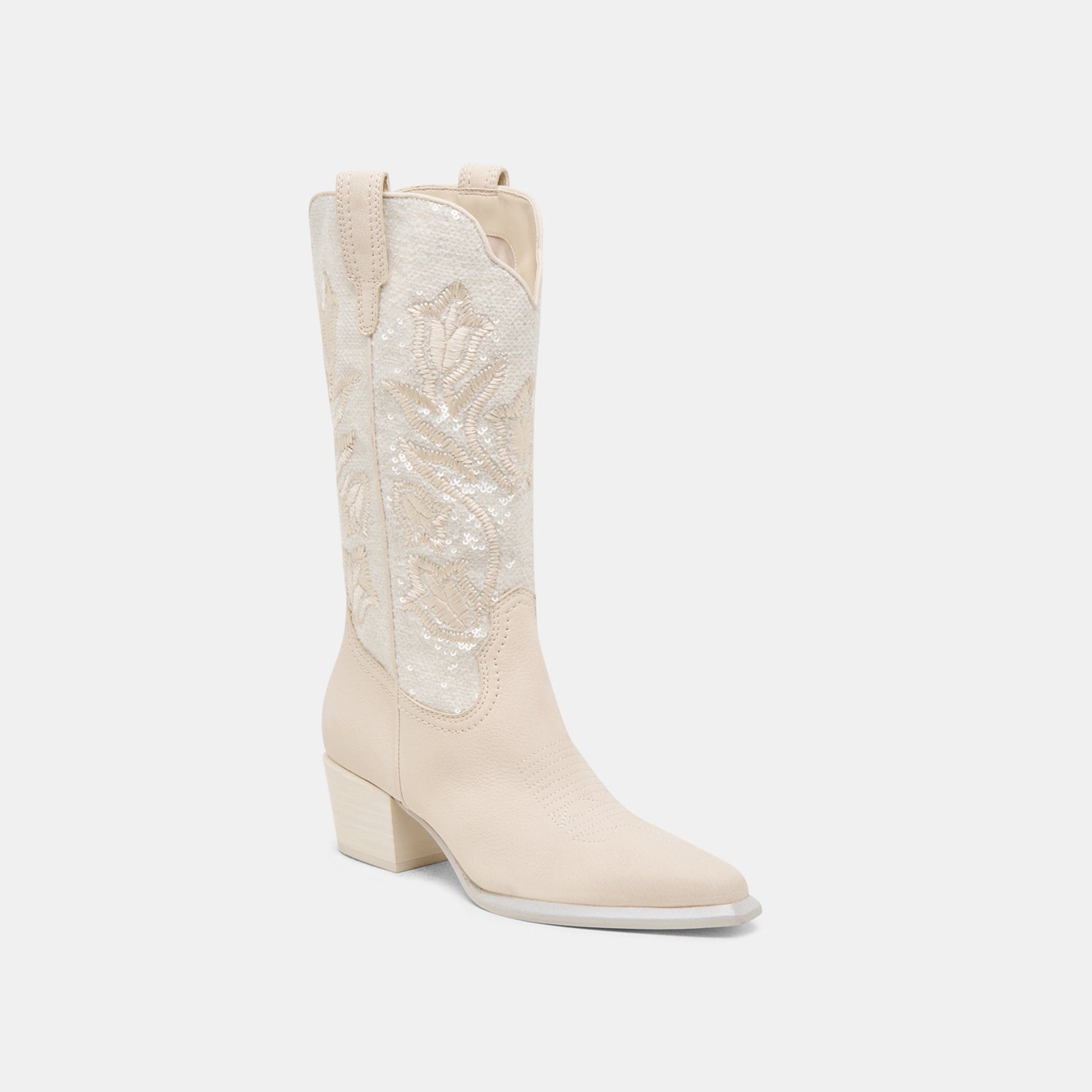 Vorah Pearl Creme Sequin Boots