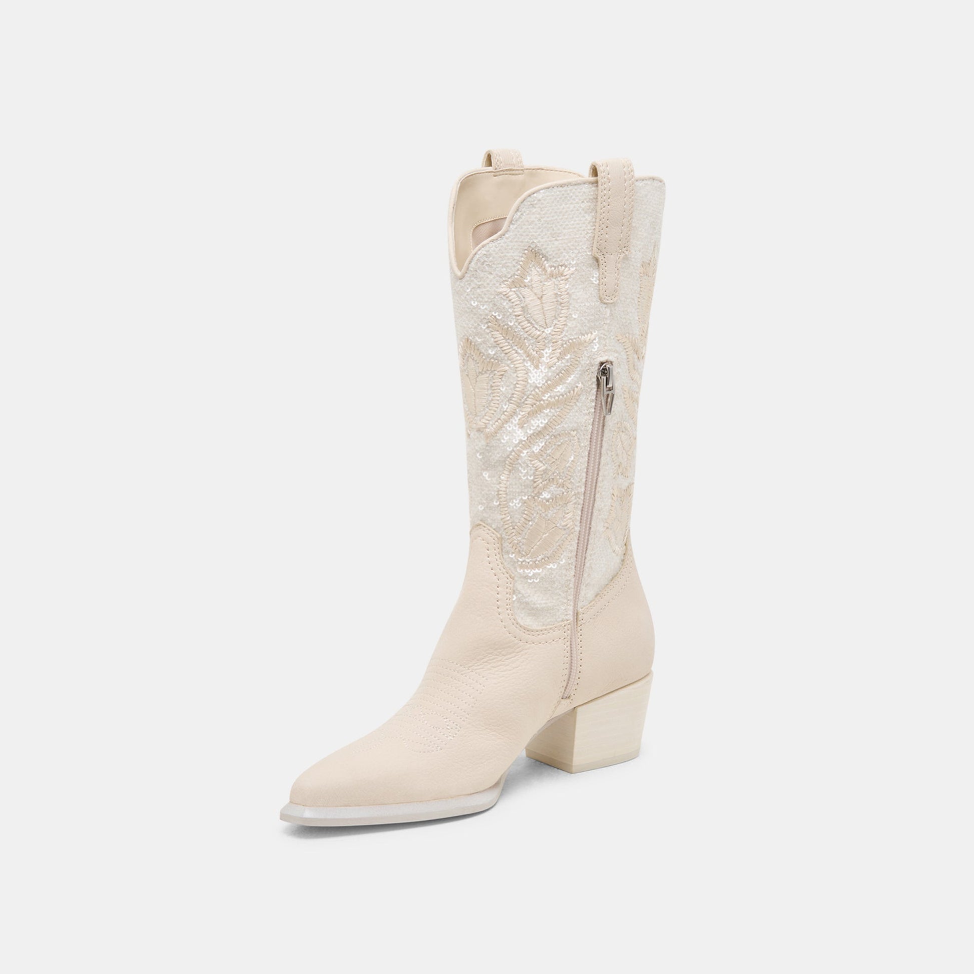 Vorah Pearl Creme Sequin Boots