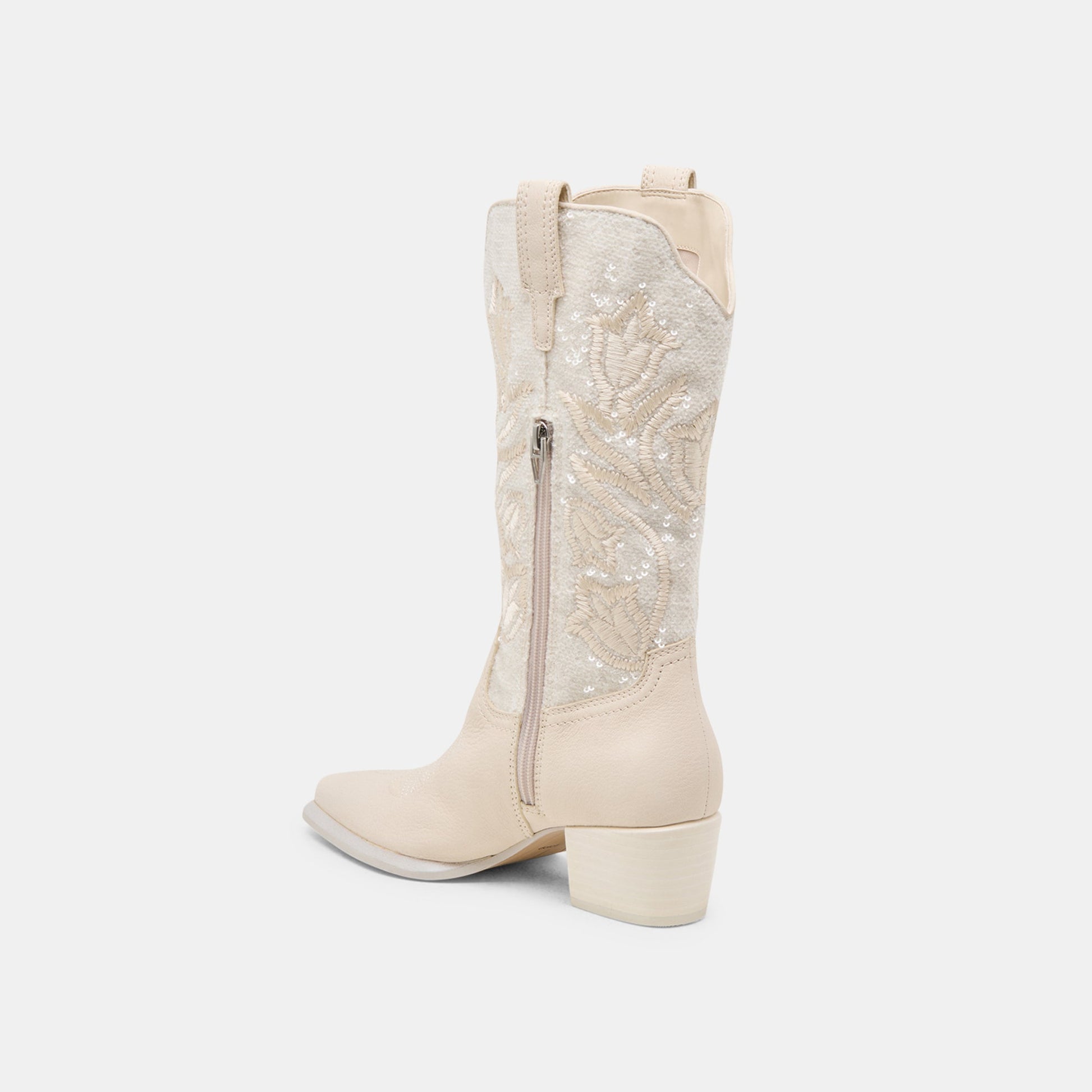 Vorah Pearl Creme Sequin Boots