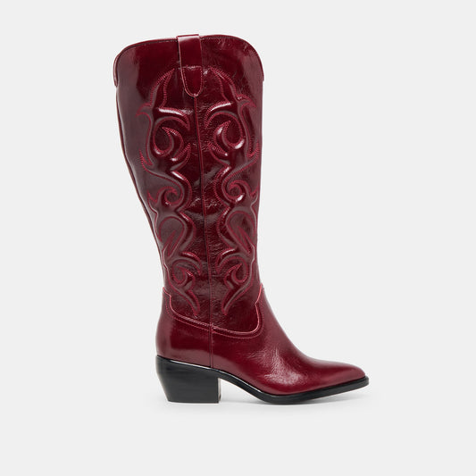 Mirla Oxblood Leather Wide Calf Boots