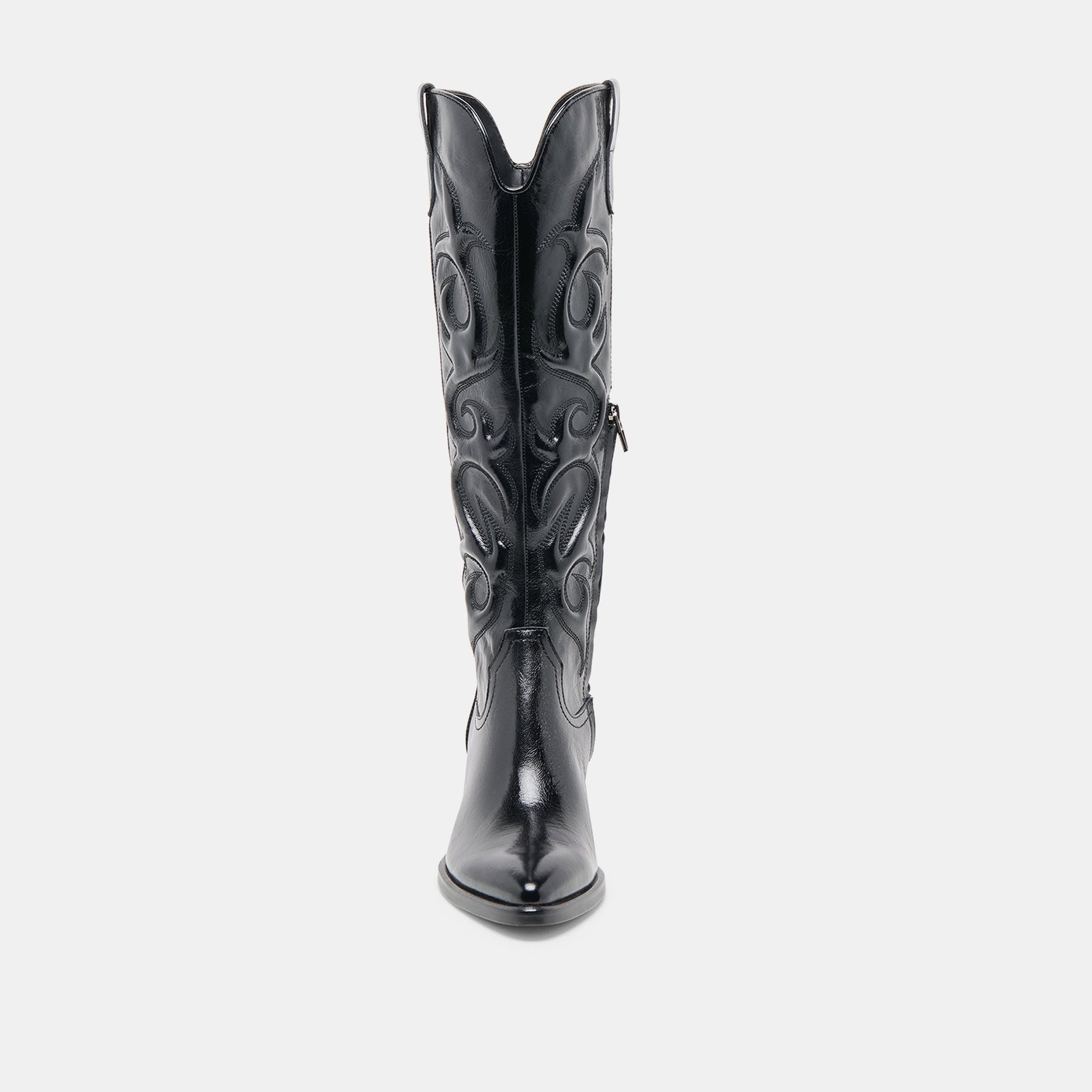 Mirla Black Leather Wide Calf Boots