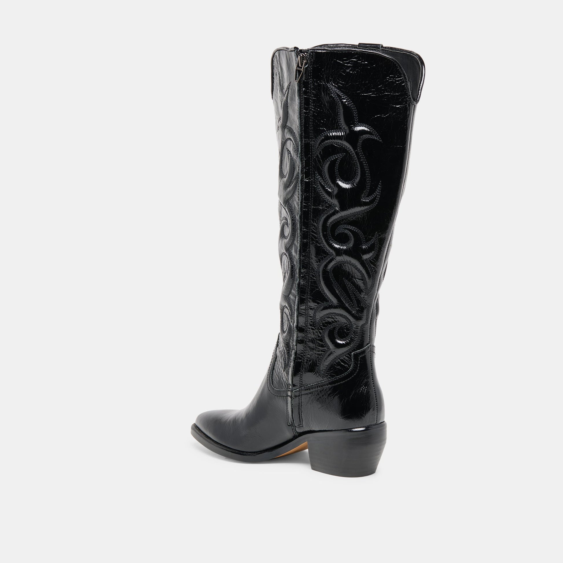 Mirla Black Leather Wide Calf Boots