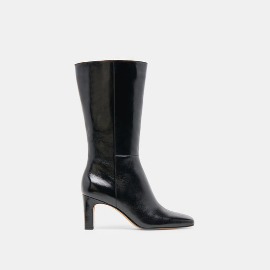 Riggs Wide Calf Black Leather Boots