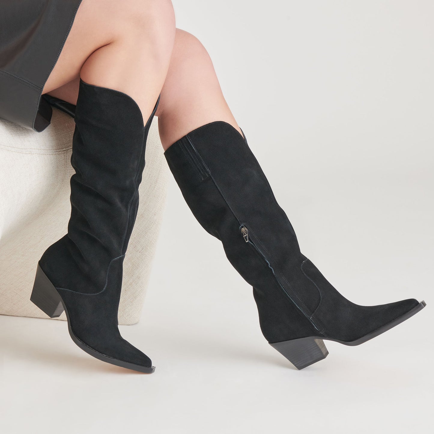 Raj Boots in Onyx Suede | Women's Onyx Suede Knee-High Boots
 – Dolce Vita