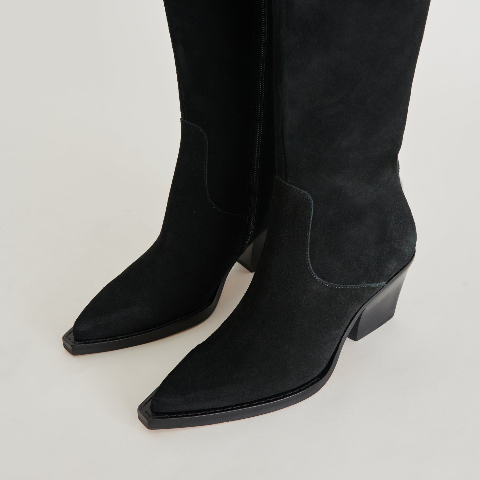 Raj Boots in Onyx Suede | Women's Onyx Suede Knee-High Boots
 – Dolce Vita