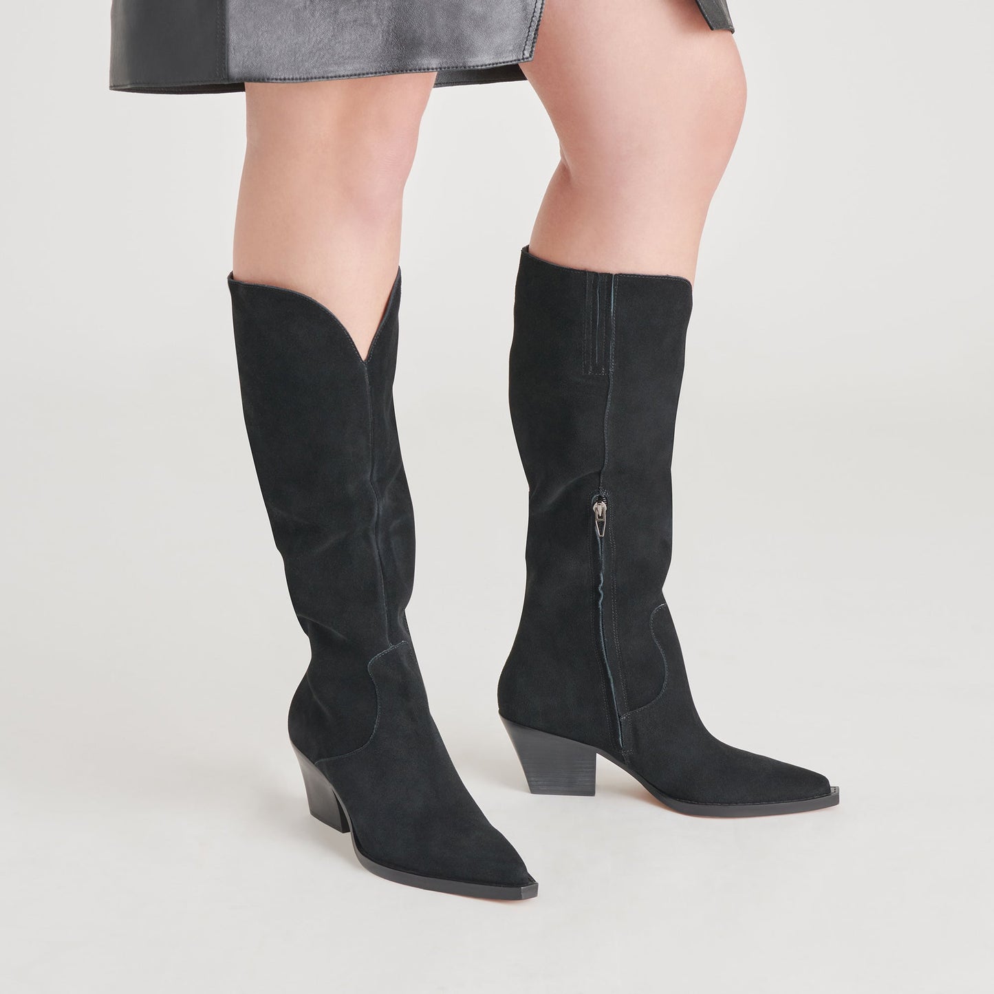 Raj Boots in Onyx Suede | Women's Onyx Suede Knee-High Boots
 – Dolce Vita