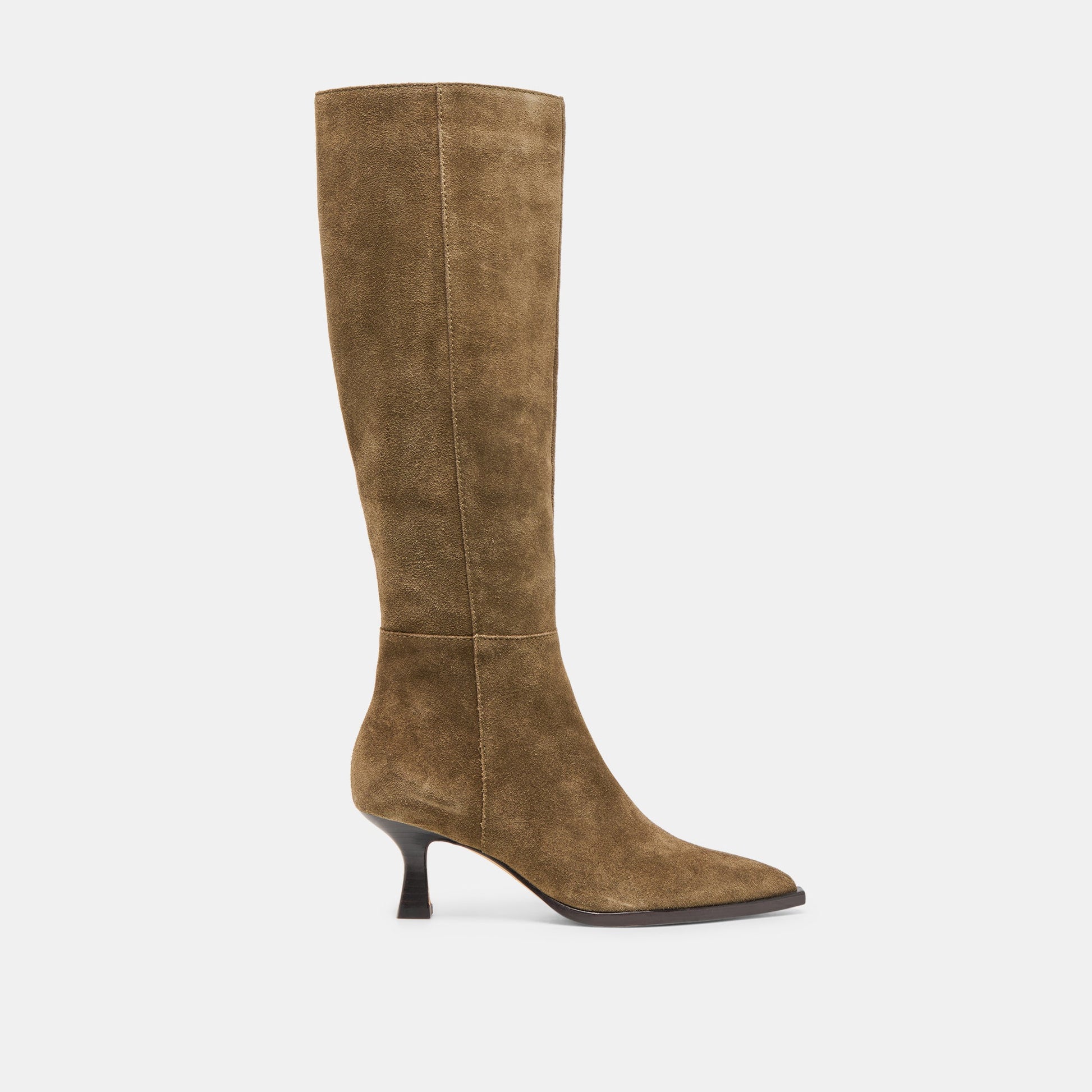 Auggie Olive Suede Wide Calf Boots
