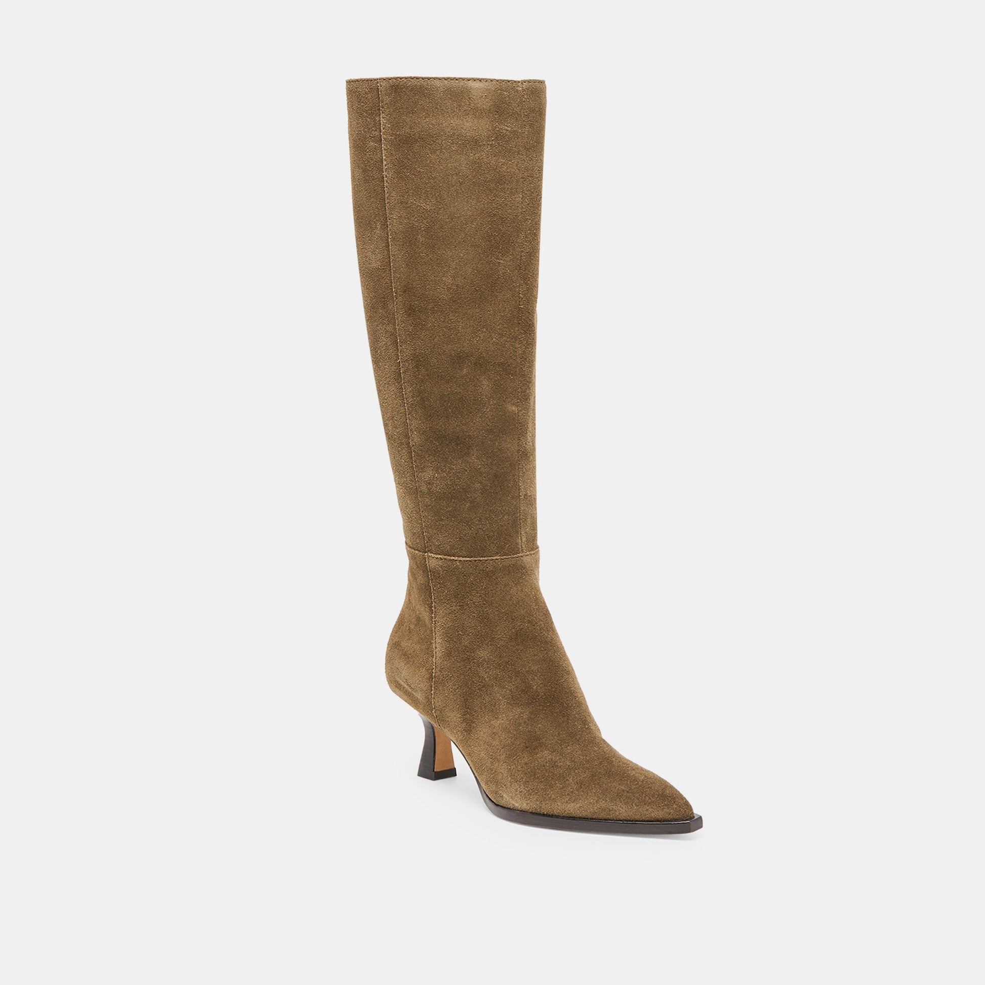 Auggie Olive Suede Wide Calf Boots