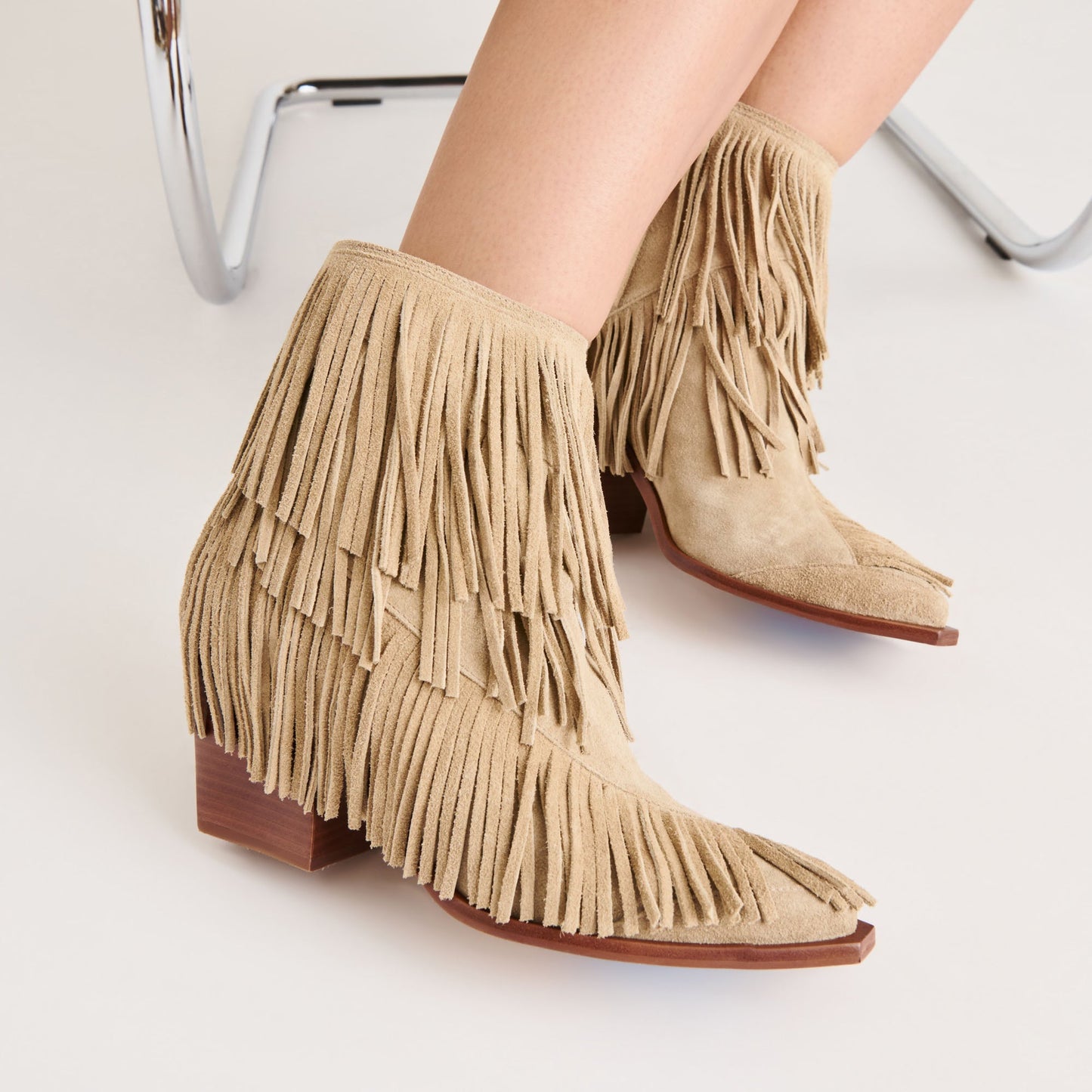 Torey Dk Taupe Suede Booties