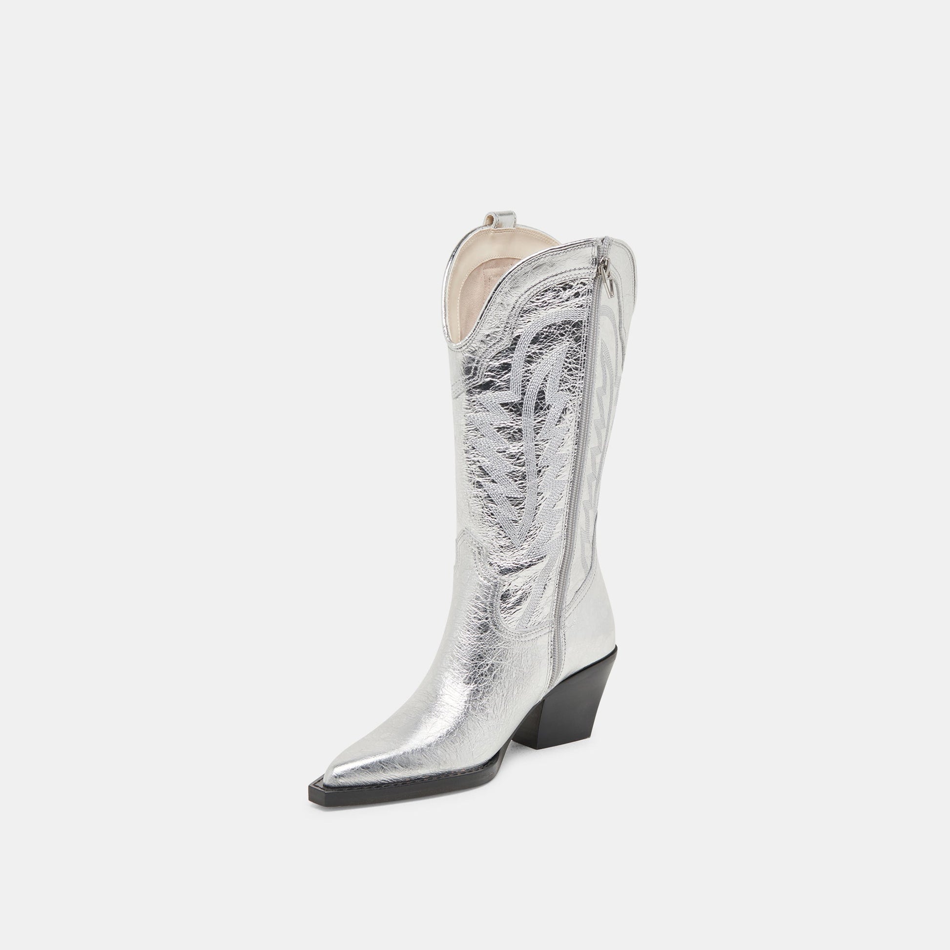 Ryland Extra Wide Calf Silver Boots | Distressed Leather Boots
 – Dolce Vita