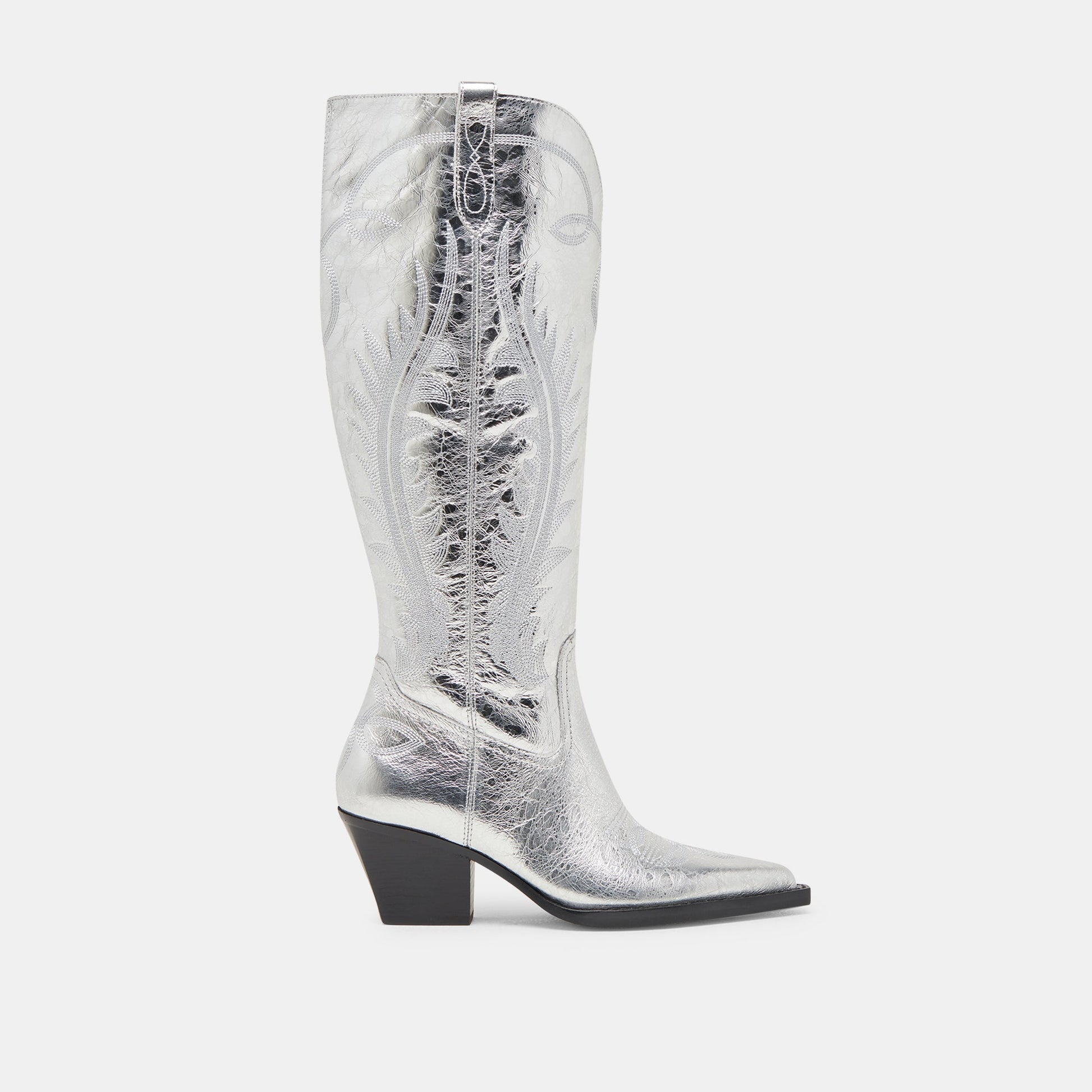 Ryatt Extra Wide Calf Silver Boots | Distressed Leather Boots
 – Dolce Vita
