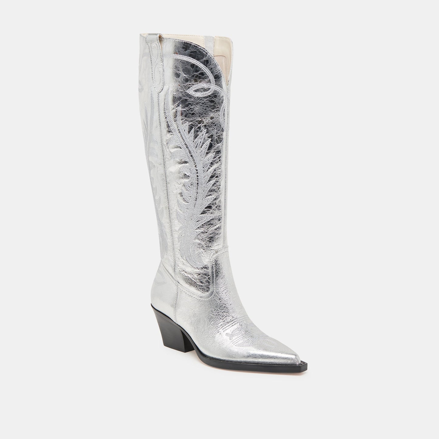 Ryatt Extra Wide Calf Silver Boots | Distressed Leather Boots
 – Dolce Vita