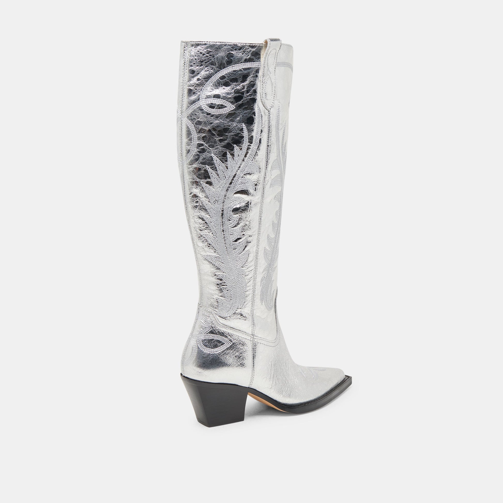 Ryatt Extra Wide Calf Silver Boots | Distressed Leather Boots
 – Dolce Vita
