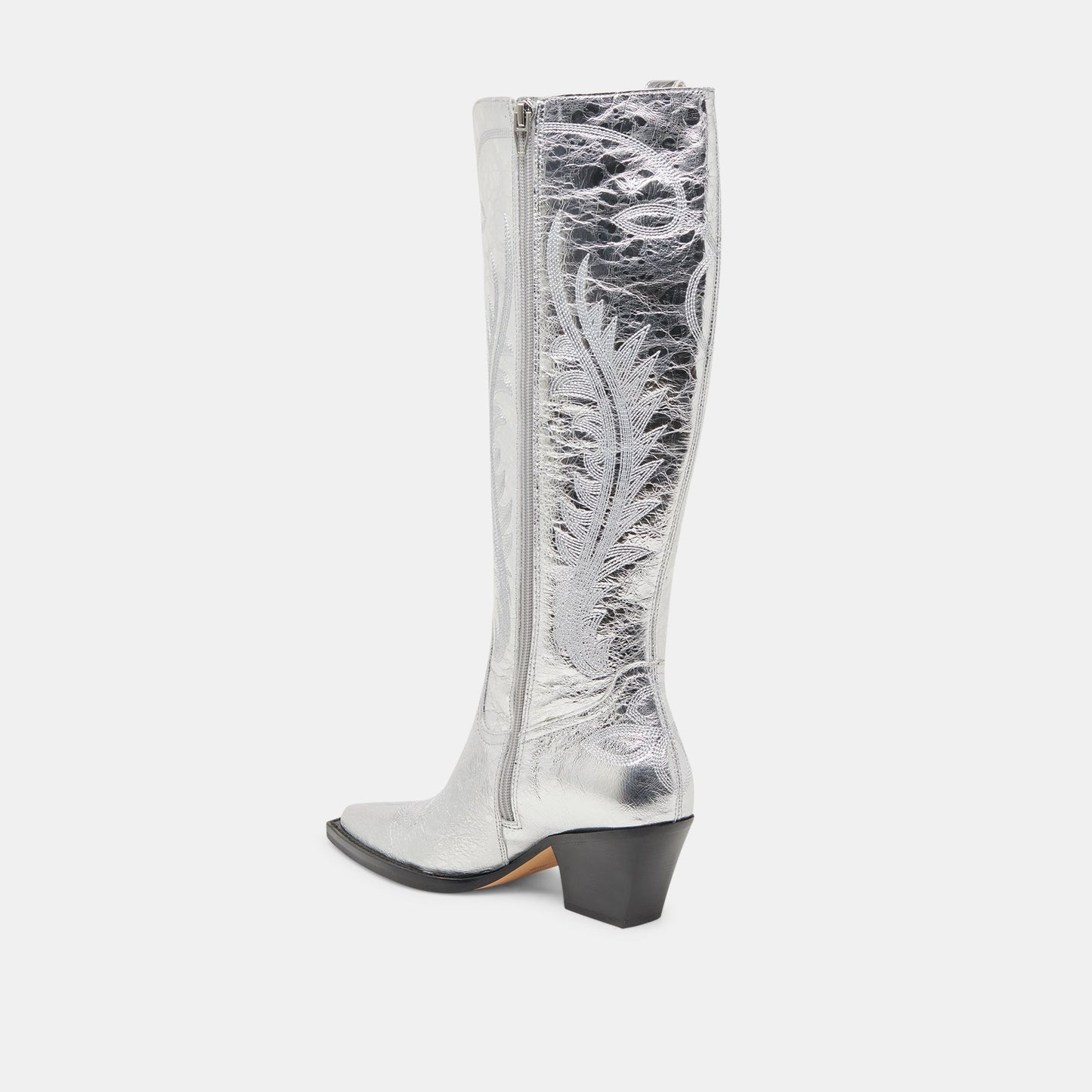 Ryatt Extra Wide Calf Silver Boots | Distressed Leather Boots
 – Dolce Vita