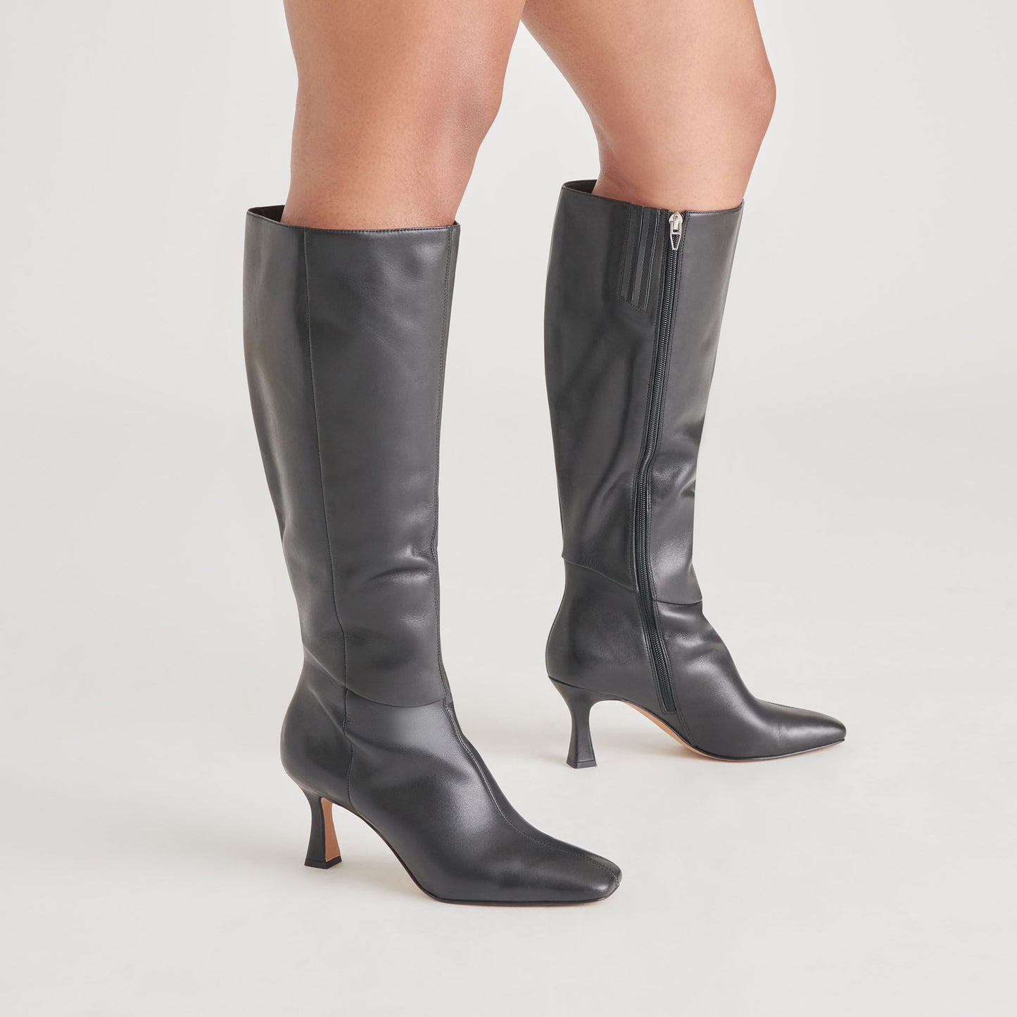 Gyra Wide Calf Black Leather Boots | Black Knee-High Wide Calf Boots
 – Dolce Vita