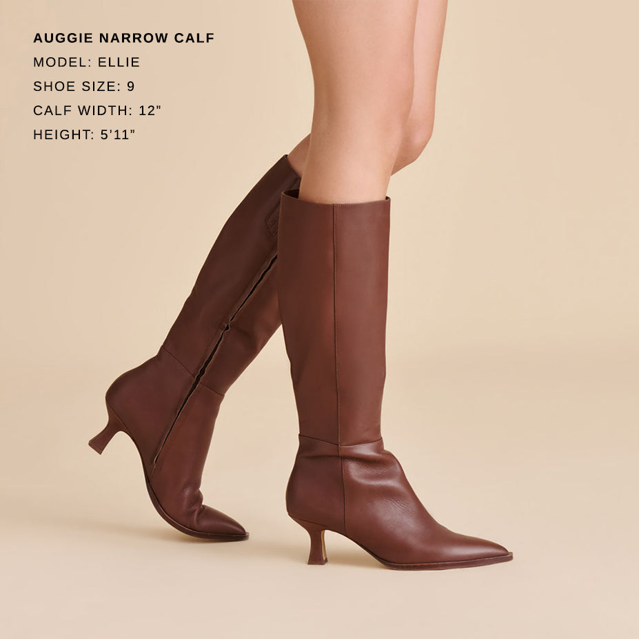 Auggie Chocolate Leather Narrow Calf Boots