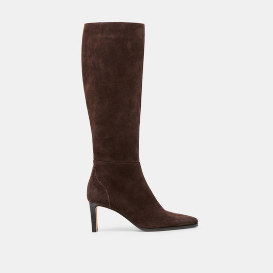 Emmi Narrow Calf Dk Brown Suede Boots