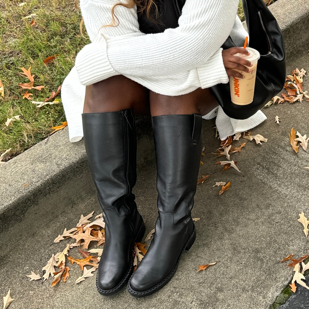 Glory H2O Waterproof Black Leather Wide Calf Boots