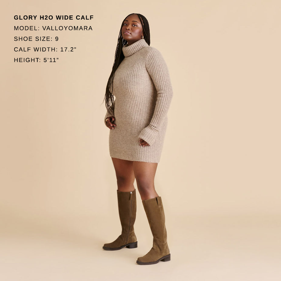 Glory H2O Waterproof Olive Suede Wide Calf Boots