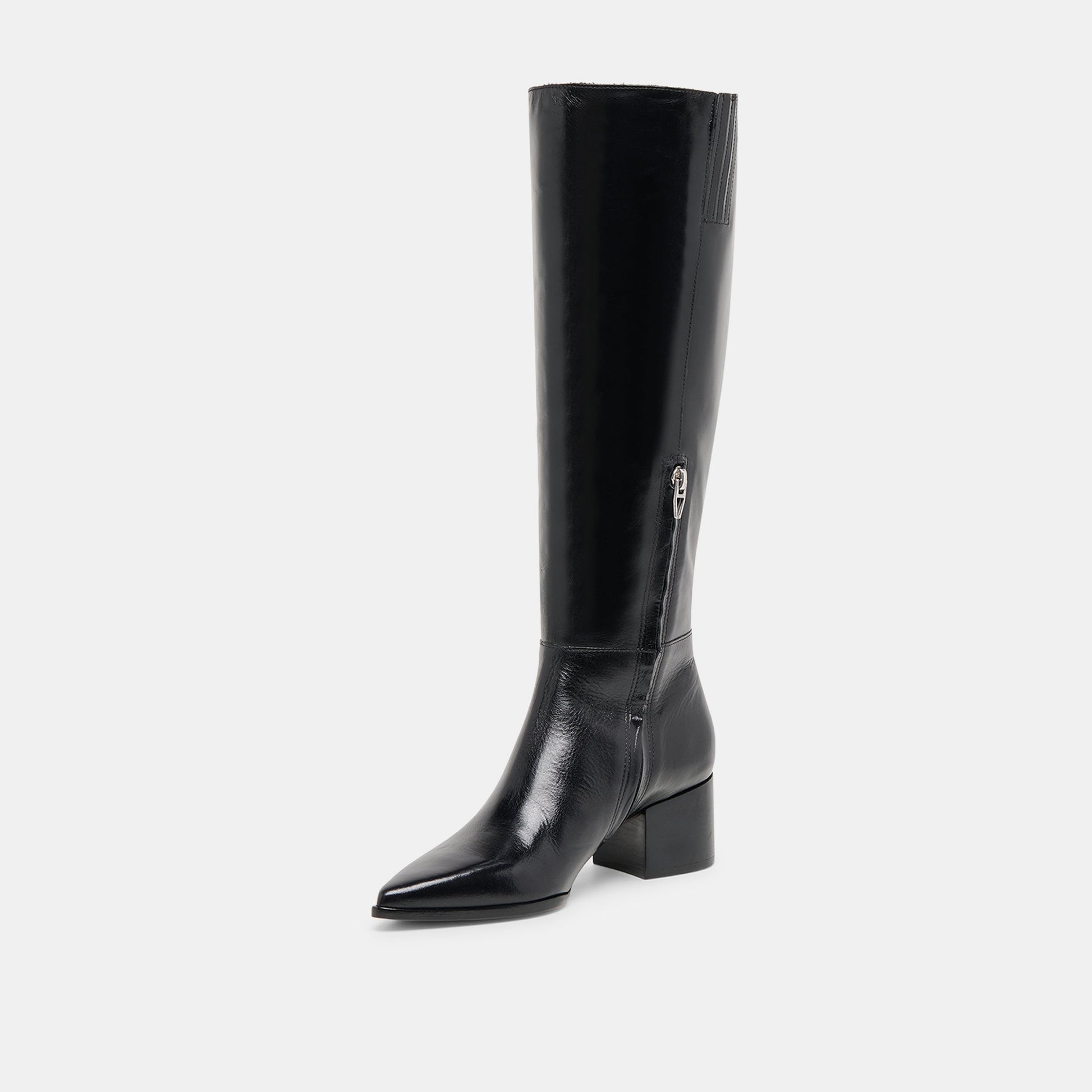 Kirson Black Leather Wide Calf Boots