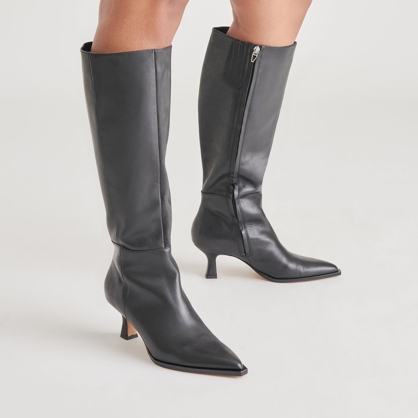 Auggie Wide Calf Boots | Black Leather Boots by Dolce Vita