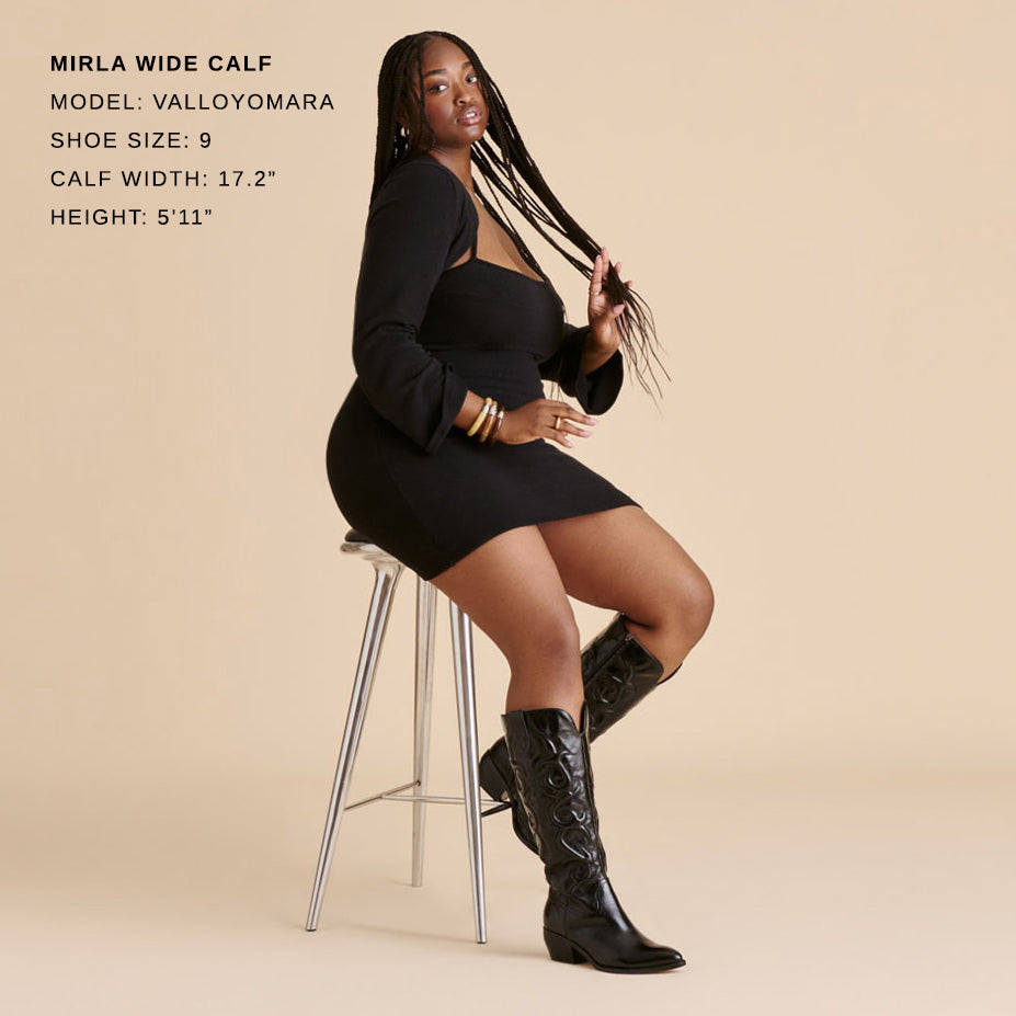 Mirla Black Leather Wide Calf Boots
