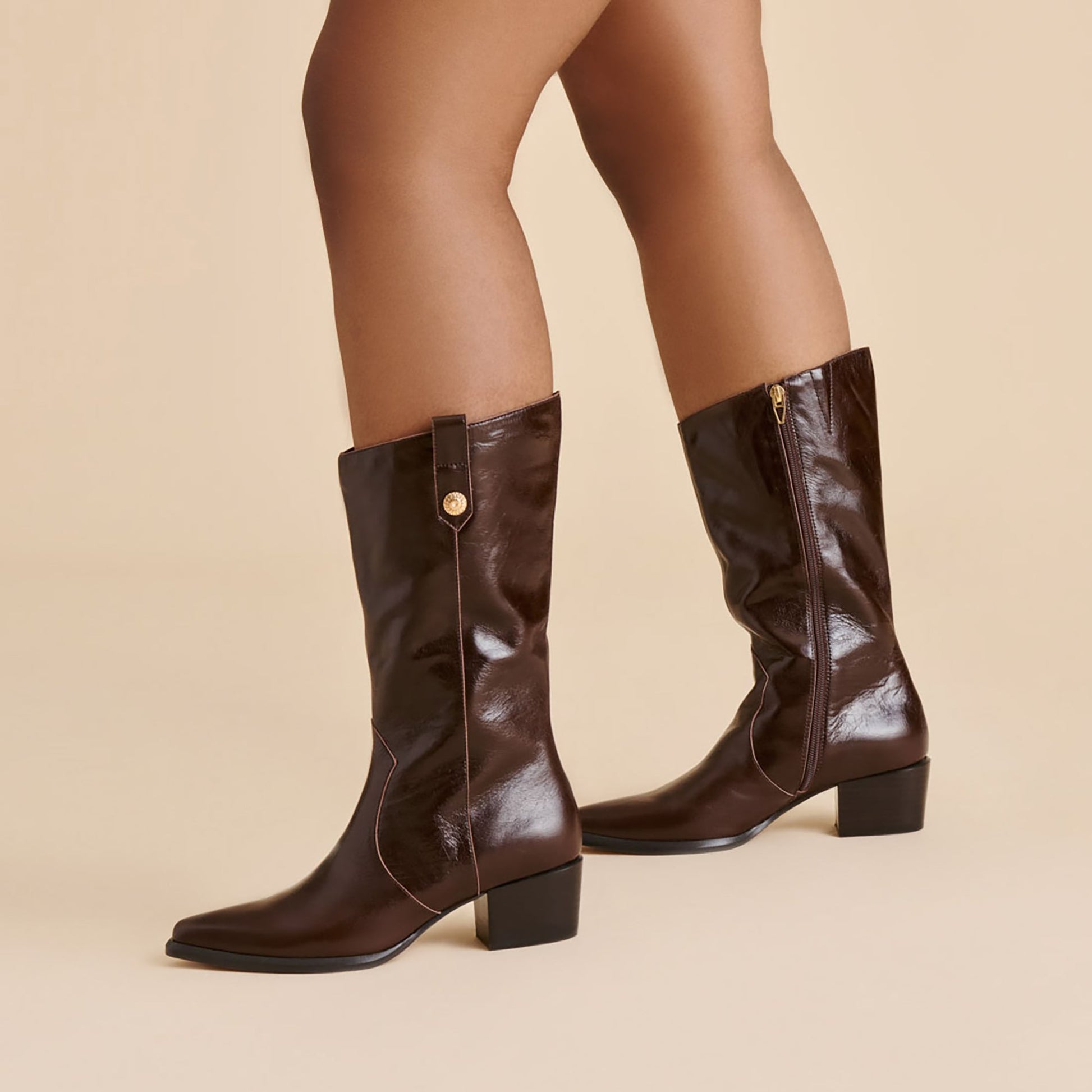 Vern Chocolate Leather Wide Calf Boots