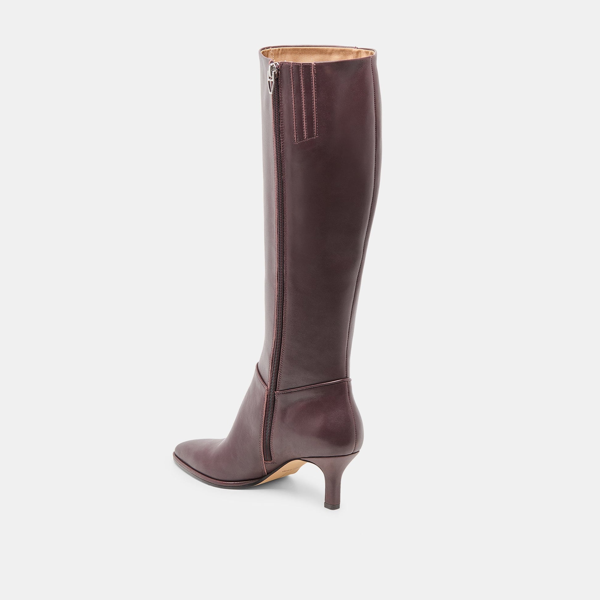 Aldy Mulberry Leather Wide Calf Boots