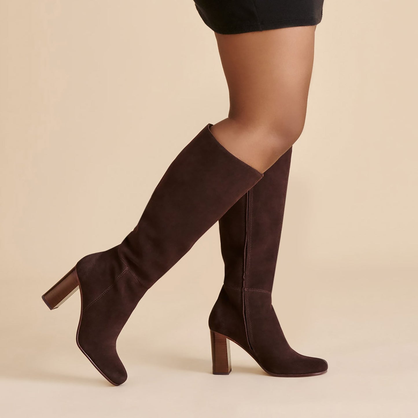 Hudsin Wide Calf Mahogany Suede Boots