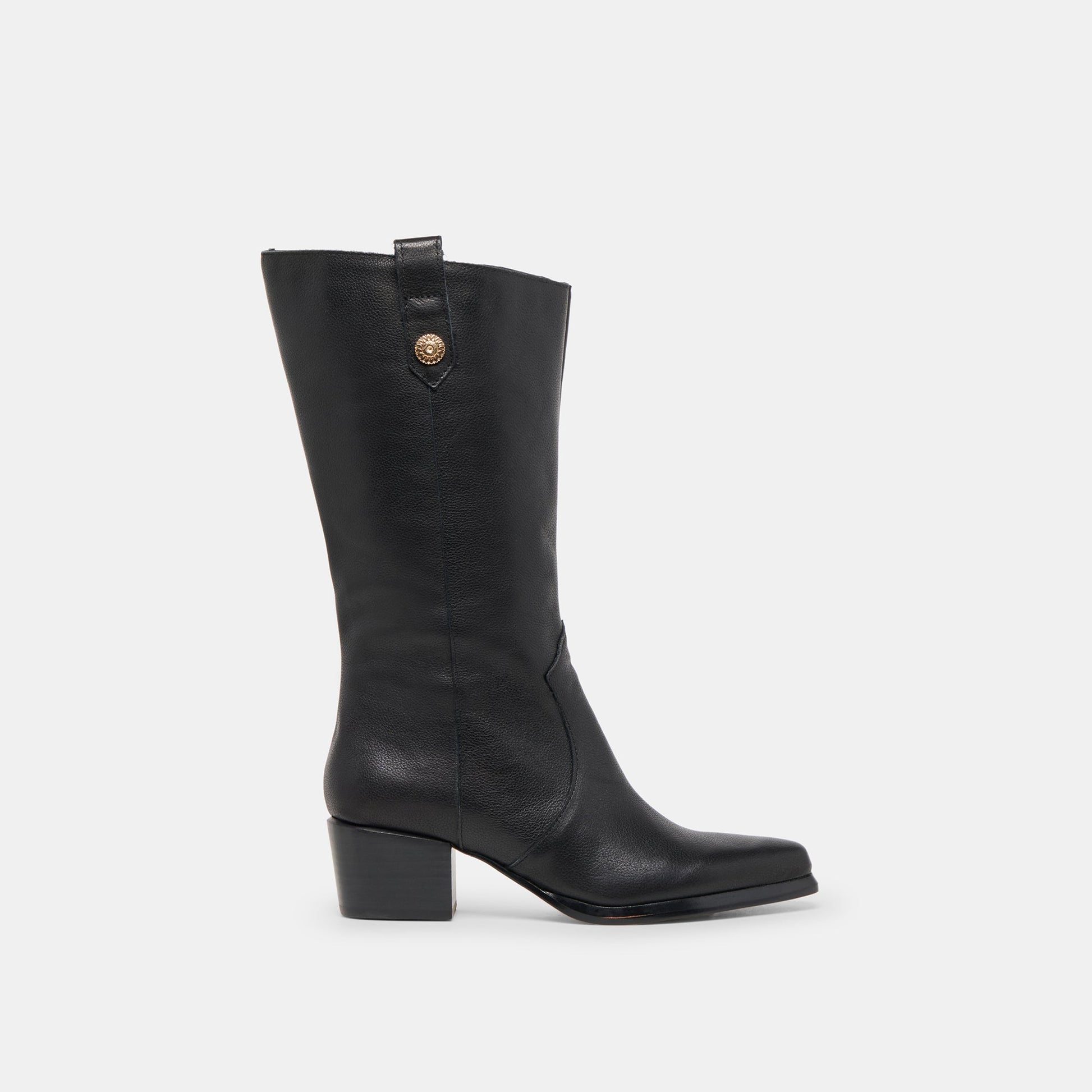 Vern Black Leather Wide Calf Boots