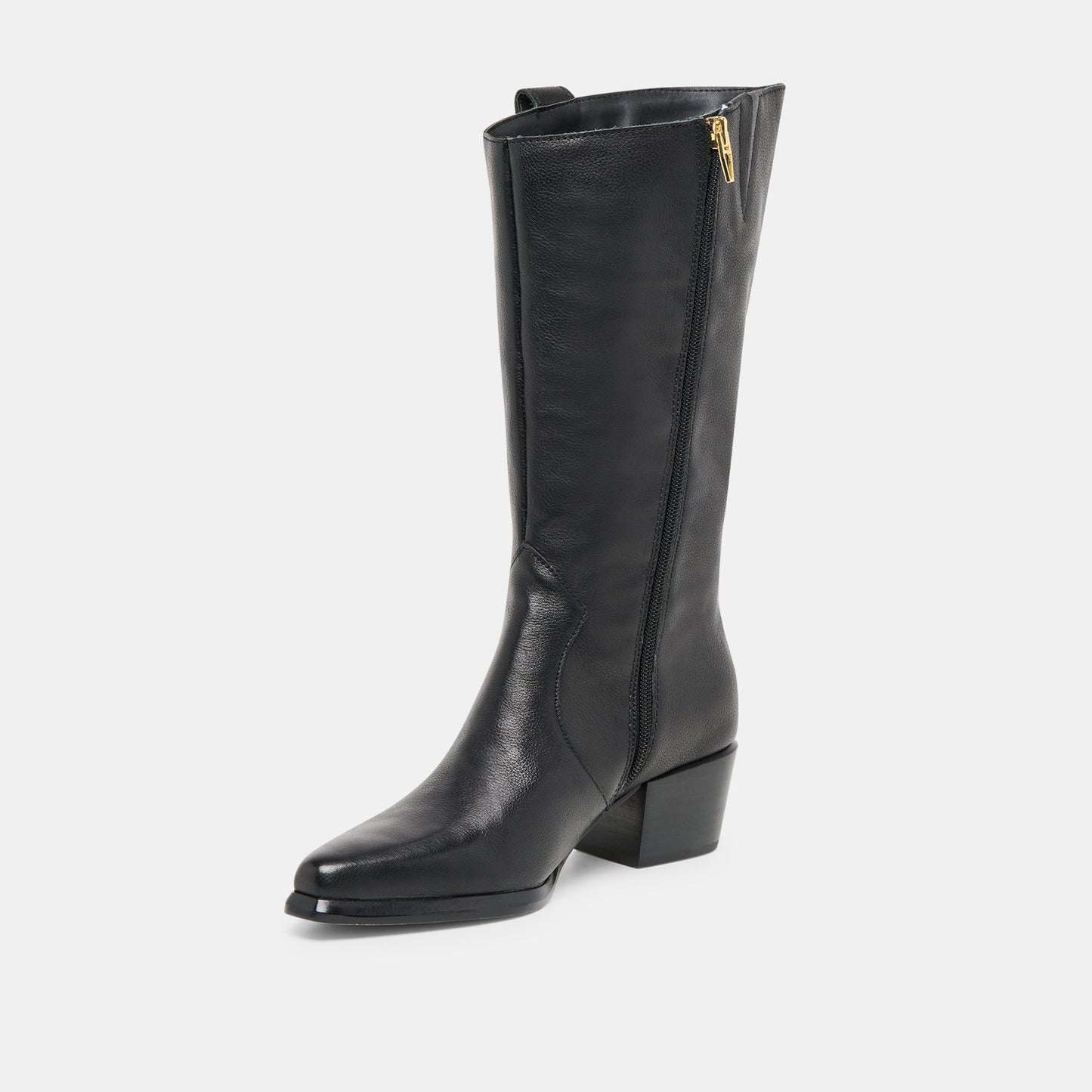 Vern Black Leather Wide Calf Boots