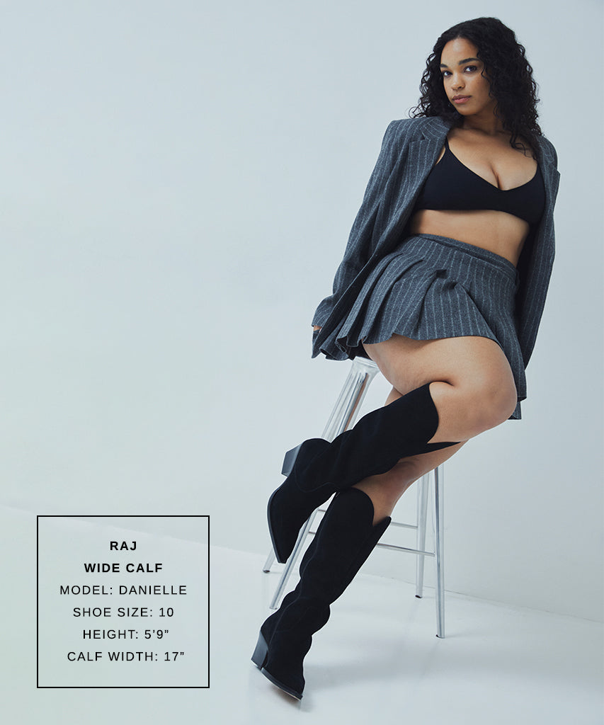 RAJ Wide Calf Boots Onyx Suede | Women's Onyx Suede Knee-High Boots
 – Dolce Vita