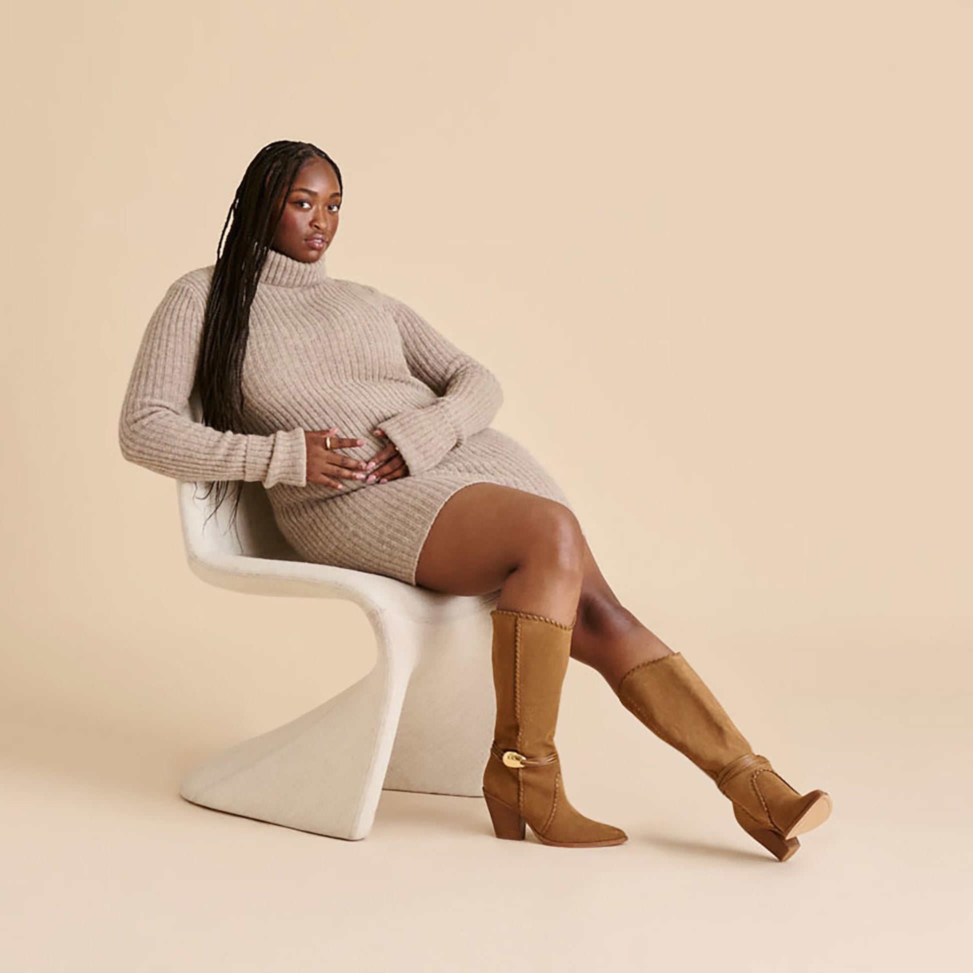 Jody Lt Brown Suede Wide Calf Boots