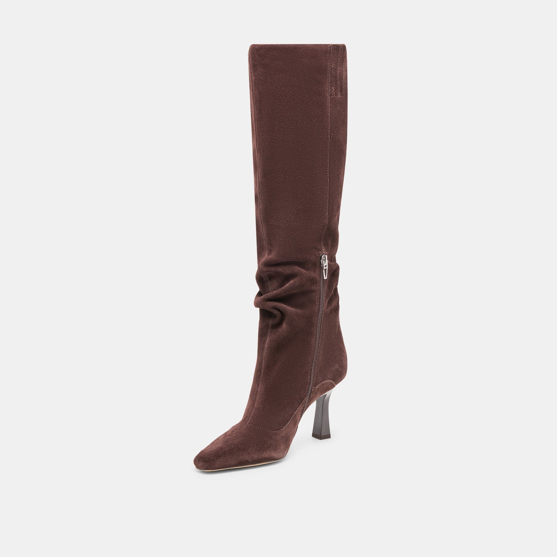 Lousa Mahogany Suede Wide Calf Boots