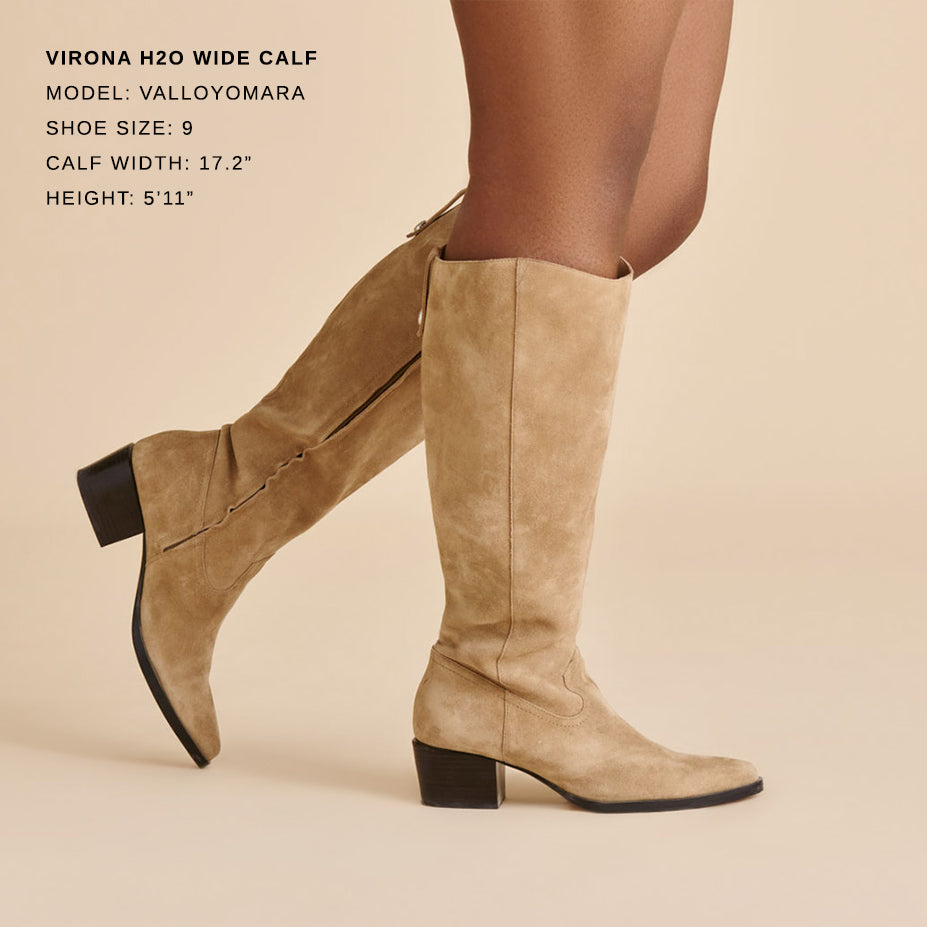 Virona H2O Waterproof Dk Taupe Suede Wide Calf Boots