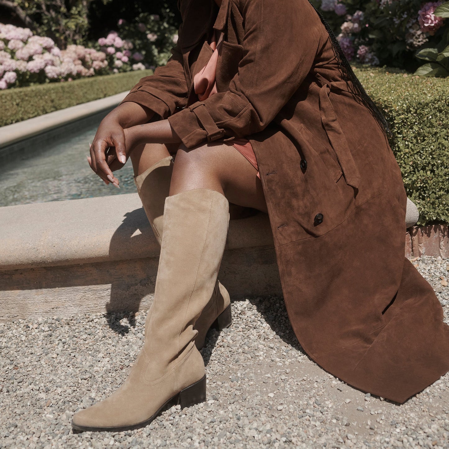 Virona H2O Waterproof Dk Taupe Suede Wide Calf Boots