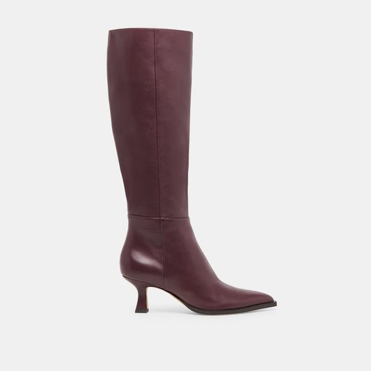 Auggie Wine Leather Wide Calf Boots